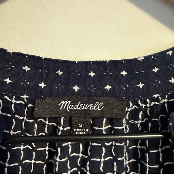 Madewell Navy Blue White Cross Cotton Long Sleeve Maxi Dress Small - Picture 12 of 14